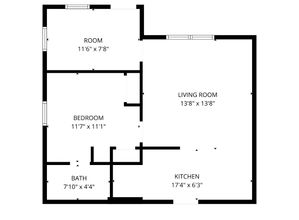 Inviting floor plan showcasing a spacious living room, well-appointed kitchen, cozy bedroom, versatile additional room, and modern bathroom.