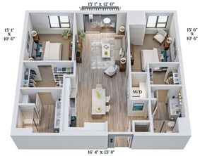 C9 | 2x2 | 1055 sq ft