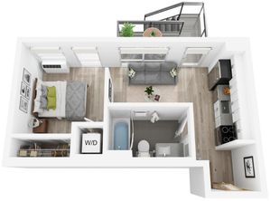 Plan U | 1 bedroom, 1 bathroom