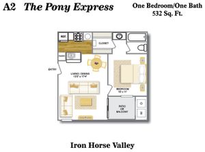 Floor Plan 2 | 2 Bedroom Apartments In San Antonio | Iron Horse Valley Apartments