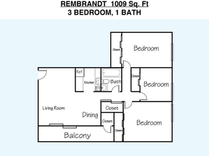 3 Bedrooms 1 Bathroom