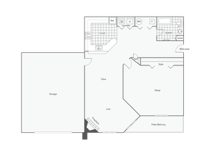 1 BR x 1 BA - A2 (Affordable 65) Floorplan
