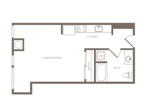 534 square foot studio one bath floor plan image