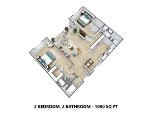2 Bedroom, 2 Bathroom - 1050 Square Feet