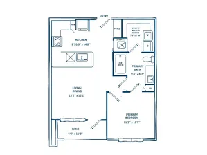 A1D | 1 bed 1 bath | 715 sq ft