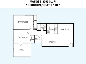 2 Bedrooms 1 Bathroom
