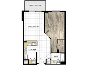 Grand Tower | Unit A | 1 Bedroom, 1 bath