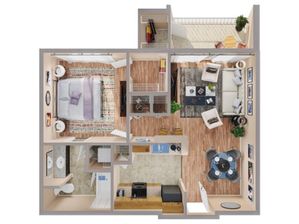 1 Bedroom Floor Plan | Apartments In Humble TX | Advenir at Eagle Creek
