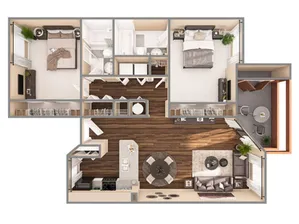 2 Bdrm Floor Plan | Boynton Beach Fl Apartments | Advenir at La Costa