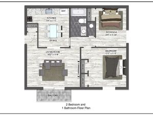 2 Bed 1 bath B | Frontier Apartment