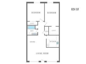 2 Bedroom, 1 Bath 824 SF - Alegria Del Sol