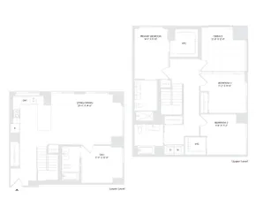 Avira Residence 4 floor plan with 3 bedrooms, a cozy den, 3 baths, and a spacious terrace. Includes an open-concept living and dining area, modern kitchen, and walk-in closets on two levels.
