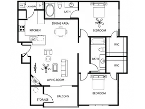 2 Bdrm Floor Plan