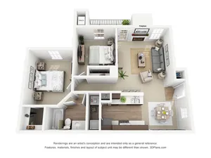 850 sq ft two bed one bath