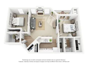 980 sq ft two bed two bath