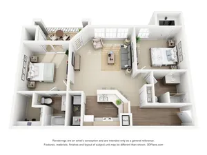 1050 sq ft two bed two bath