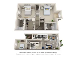 Biltmore floor plan with 3 bedrooms and 3 bathrooms