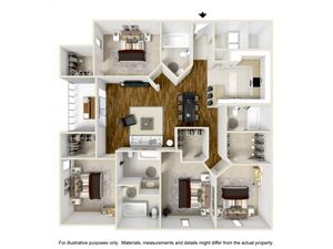 4 bed 4 bath floor plan map.