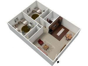 2 Bdrm Floor Plan | Apartments Fresno CA | University Place