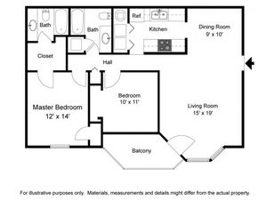 The Saxony - 2 Bedrooms / 2 Bathrooms / 1038 Sq. Ft.