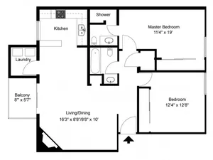 Meadowood Village - 2 Bedrooms / 2 Bathrooms / 1043 Sq. Ft.