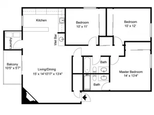 Meadowood Village - 3 Bedrooms / 2 Bathrooms / 1235 Sq. Ft.