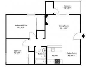 Meadowood Village - 2 Bedrooms / 1 Bathroom / 840 Sq. Ft.