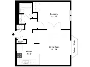 Village South - 1 Bedroom / 1 Bathroom / 650 Sq. Ft.