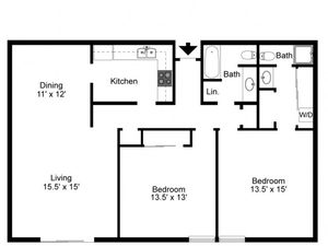 Royal Arms Nashville - 2 Bedrooms / 2 Bathrooms / 1255 Sq. Ft.