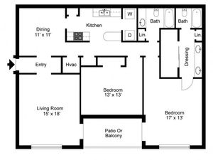 Royal Arms Nashville - 2 Bedrooms / 2 Bathrooms / 1376 Sq. Ft.