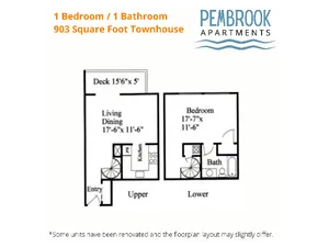1x1 townhouse 903 sq feet