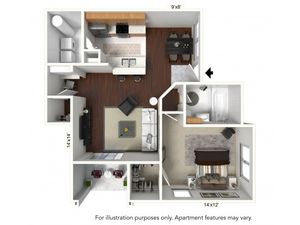 1 Bedroom Floor Plan | Apartments For Rent In Williamsville Ny | Renaissance Place Apartments