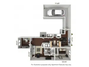 1 Bdrm Floor Plan | Williamsville Apartments | StoneGate Apartment Homes