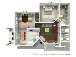 2 Bedroom Floor Plan | Luxury Apartments In Buffalo Ny | Autumn Creek Apartments