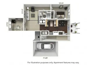 1 Bedroom Floor Plan | Apartments For Rent In Williamsville Ny | StoneGate Apartment Homes