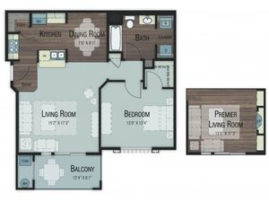 1 bedroom 1 bathroom Aspen Select floor plan