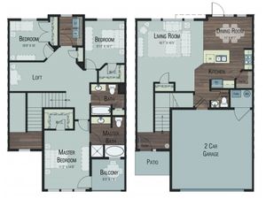 3 bedroom 2.5 bathroom Cottonwood Select floor plan