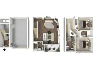 2 Bed 2.5 Bath Brigham Floor Plan