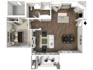 1 bedroom 1 bathroom Adington Select ADA 2 floor plan