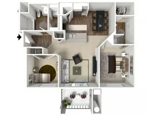 2 bedroom 2 bathroom Belfast floor plan