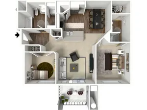 2 bedroom 2 bathroom Belfast Premier 2 floor plan