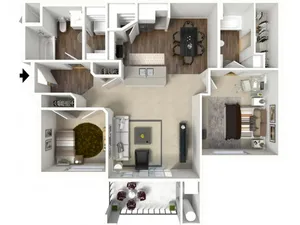 2 bedroom 2 bathroom Bristol Premier floor plan