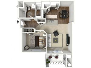 1 bedroom 1 bathroom Albany Select Floor Plan