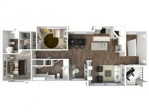 2 Bed 2 Bath Bloomington Floor Plan