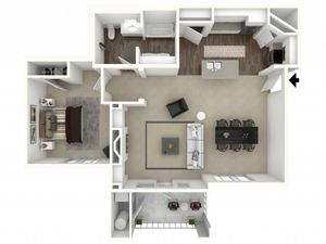 1 bedroom 1 bathroom Arlington Accessible Floor Plan