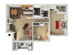 2 bed/1 bath