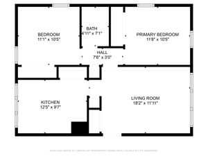 Elegant 2D floor plan with a spacious living room, kitchen, primary and secondary bedrooms, and a cozy bathroom.
