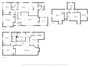 Expansive three-story floor plan featuring elegant living areas, multiple bedrooms, a spacious kitchen, and a recreation room, perfect for family living and entertaining.