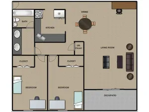 Apartments at Campus View - 2 Bedroom: Style A
