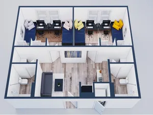 2 bedroom 2 bathroom Double occupancy floorplan option for Dogwood Hall